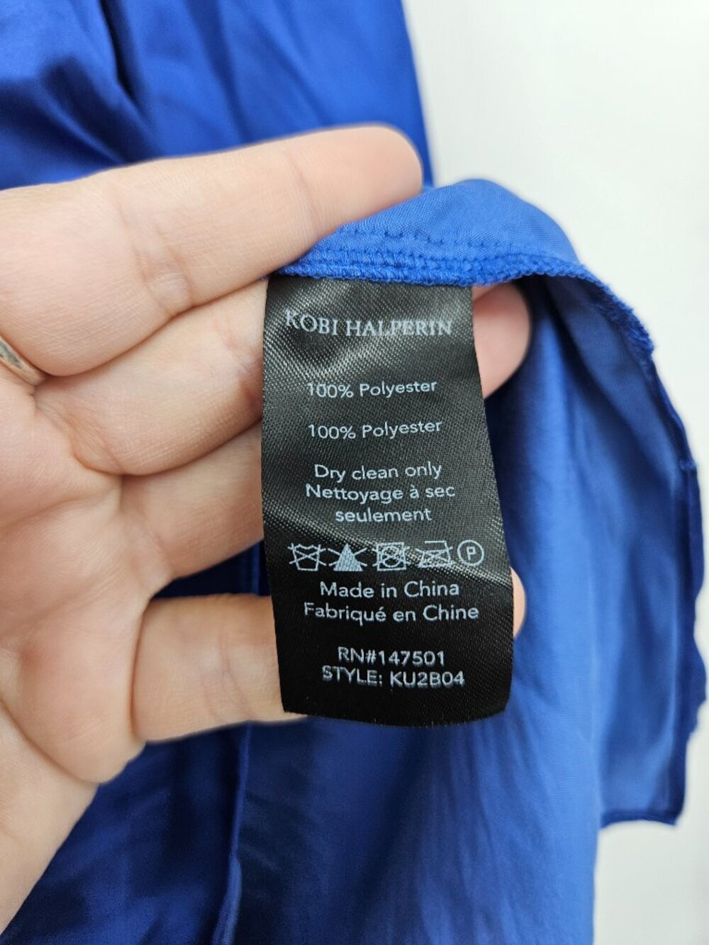Kobi Halperin Alanna Satin Scoop Neck Blouse Blue Women's Size XXL Party Evening - Picture 9 of 12